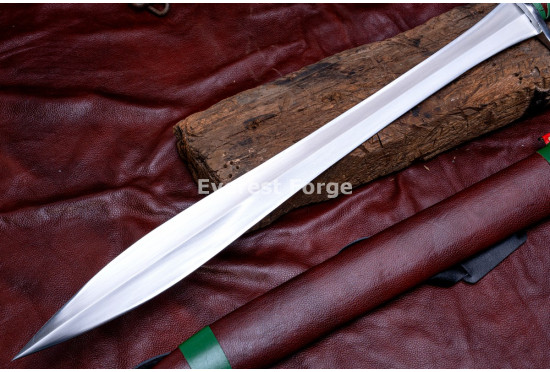 Hand-Forged Fantasy Leaf-Blade Sword, Hand-and-a-Half Hilt