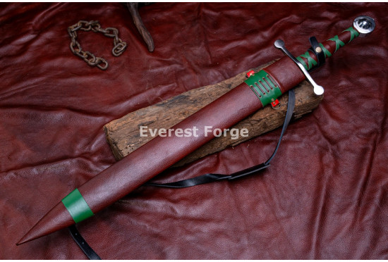 Hand-Forged Fantasy Leaf-Blade Sword, Hand-and-a-Half Hilt