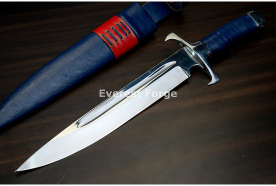 Hand-Forged Bowie Knife, Fullered Blade