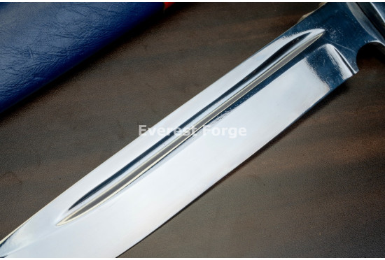 Hand-Forged Bowie Knife, Fullered Blade