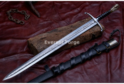 Hand-Forged Lion-Head Knightly Sword – Full-Tang 5160 Etched Blade