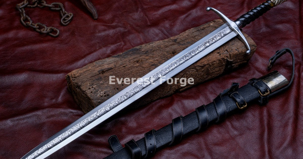 Hand-Forged Lion-Head Knightly Sword – 5160 Etched Blade | Everest