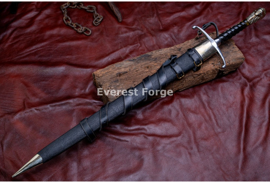 Hand-Forged Lion-Head Knightly Sword – Full-Tang 5160 Etched Blade