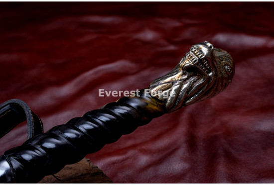 Hand-Forged Lion-Head Knightly Sword – Full-Tang 5160 Etched Blade