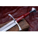 Hand-Forged Medieval Fantasy Longsword – Full-Tang 5160 Fullered Blade with Red Leather Grip