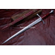 Hand-Forged Medieval Fantasy Longsword – Full-Tang 5160 Fullered Blade with Red Leather Grip