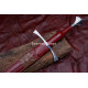 Hand-Forged Medieval Fantasy Longsword – Full-Tang 5160 Fullered Blade with Red Leather Grip