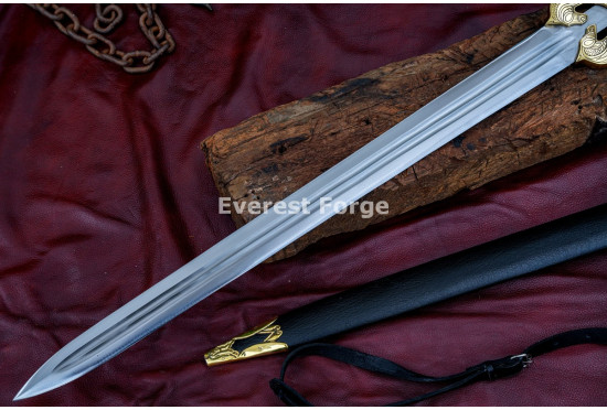 Herugrim-Inspired Fantasy Longsword – Hand-Forged Full-Tang Blade with Decorated Guard & Pommel