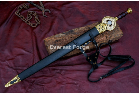 Herugrim-Inspired Fantasy Longsword – Hand-Forged Full-Tang Blade with Decorated Guard & Pommel