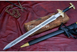 Bard-Inspired Fantasy Longsword – Hand-Forged Full-Tang Blade with Triple Fuller & Decorated Fittings