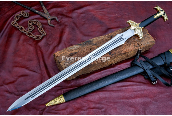 Bard-Inspired Fantasy Longsword – Hand-Forged Full-Tang Blade with Triple Fuller & Decorated Fittings