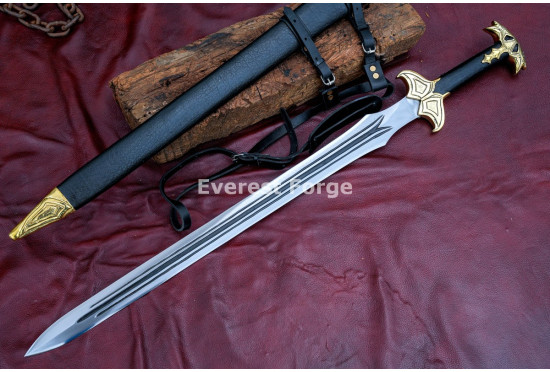 Bard-Inspired Fantasy Longsword – Hand-Forged Full-Tang Blade with Triple Fuller & Decorated Fittings