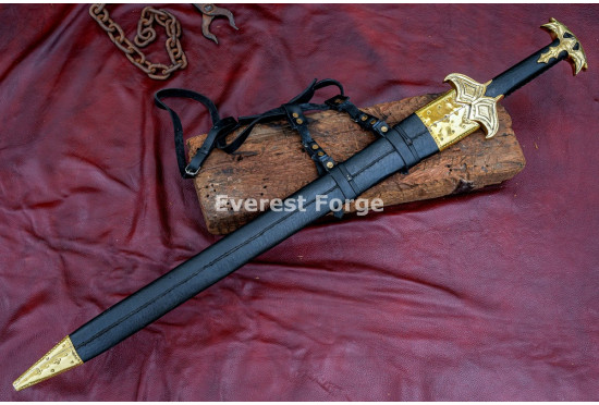 Bard-Inspired Fantasy Longsword – Hand-Forged Full-Tang Blade with Triple Fuller & Decorated Fittings