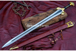 Éowyn-Inspired Fantasy Longsword – Hand-Forged Full-Tang Blade with Decorated Guard & Pommel
