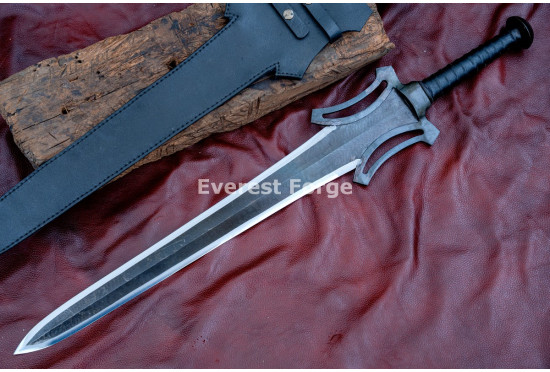 Hand-Forged Fantasy Guardian Broadsword – Full-Tang 5160 Dark Forge-Finish Blade