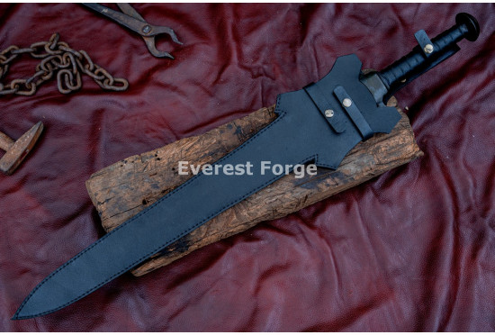 Hand-Forged Fantasy Guardian Broadsword – Full-Tang 5160 Dark Forge-Finish Blade