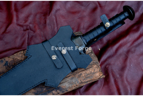 Hand-Forged Fantasy Guardian Broadsword – Full-Tang 5160 Dark Forge-Finish Blade