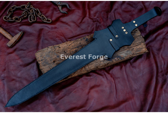 Hand-Forged Fantasy Guardian Broadsword – Full-Tang 5160 Dark Forge-Finish Blade