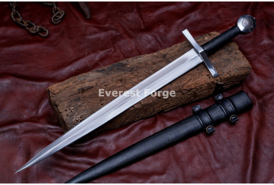 Hand-Forged Crusader Arming Sword – Full-Tang 5160 Diamond-Section Blade