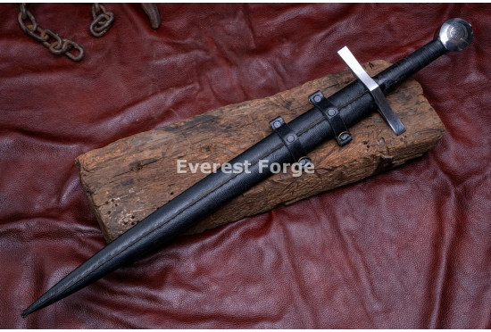 Hand-Forged Crusader Arming Sword – Full-Tang 5160 Diamond-Section Blade