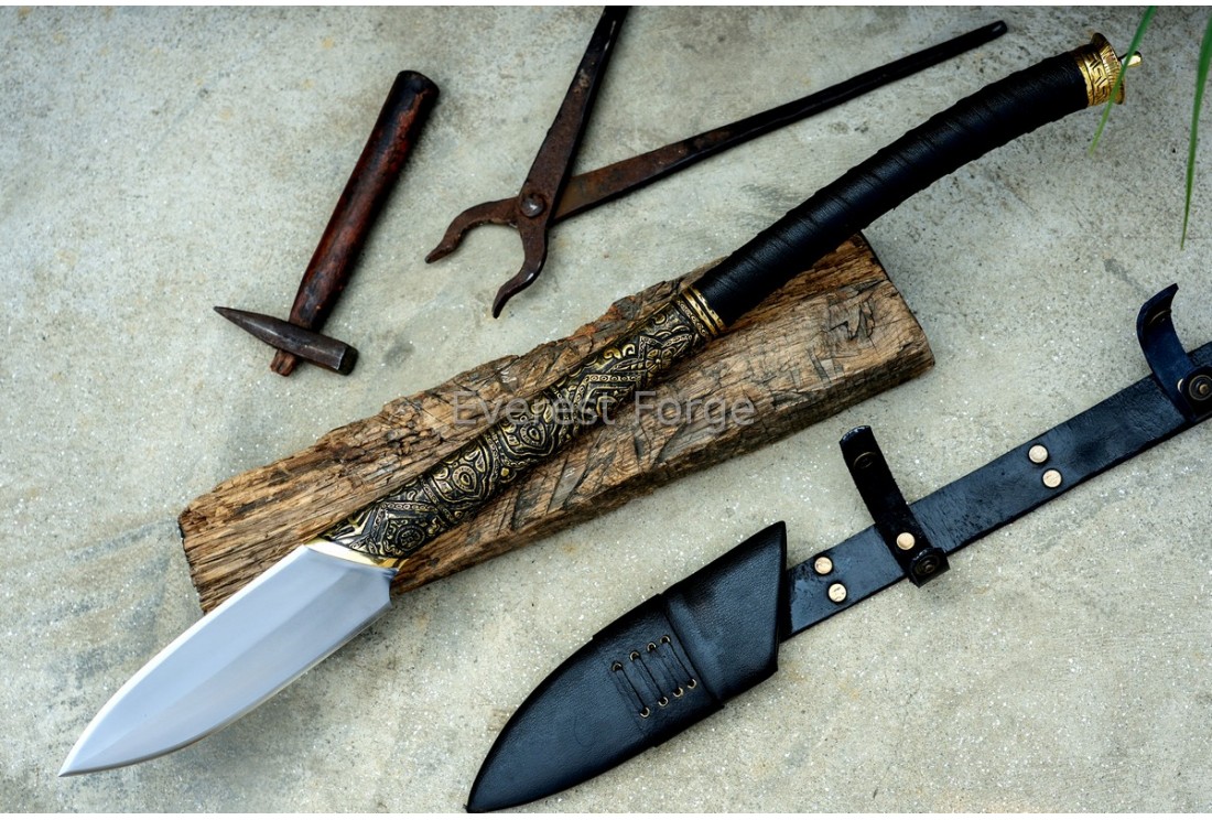 Prince Nuada Spear hand-forged Hellboy II replica with rosewood handle and gold-tone pommel