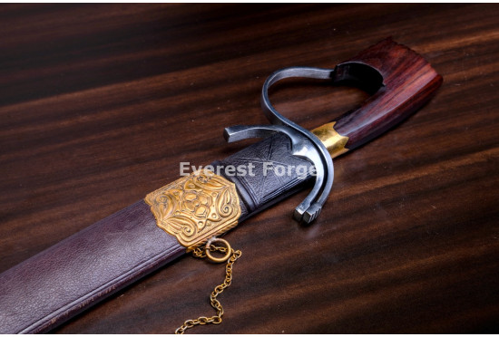 Hand-Forged Moroccan Nimcha Sword, Drooping Quillon