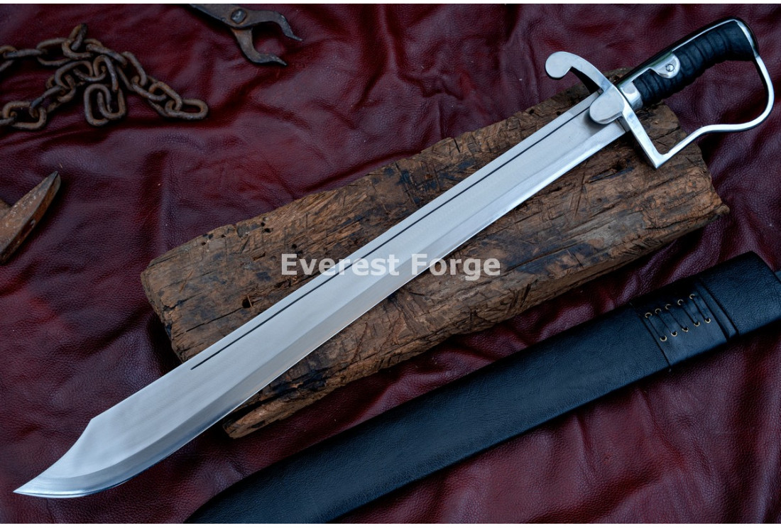 Hand-Forged Pirate Cutlass Machete with D-guard and curved 5160 blade