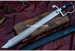 Hand-Forged Pirate Cutlass Machete – Full-Tang 5160 Curved Chopping Blade with D-Guard