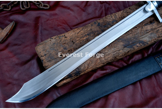 Hand-Forged Pirate Cutlass Machete – Full-Tang 5160 Curved Chopping Blade with D-Guard