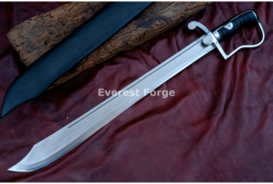 Hand-Forged Pirate Cutlass Machete – Full-Tang 5160 Curved Chopping Blade with D-Guard