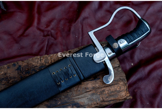 Hand-Forged Pirate Cutlass Machete – Full-Tang 5160 Curved Chopping Blade with D-Guard