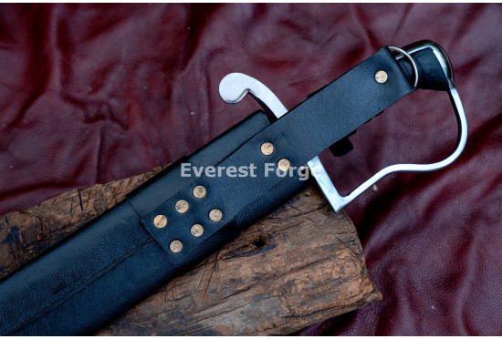 Hand-Forged Pirate Cutlass Machete – Full-Tang 5160 Curved Chopping Blade with D-Guard