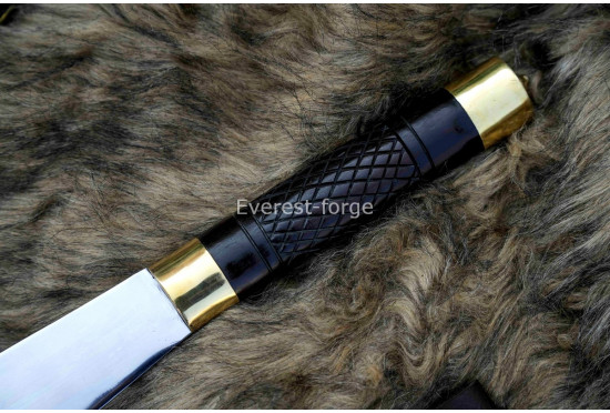 Seax Dagger – 19-Inch Hand-Forged Anglo-Saxon Long Dagger with Broad Carbon-Steel Blade & Brass Fittings