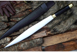 Seax Dagger – 19-Inch Hand-Forged Anglo-Saxon Long Dagger with Broad Carbon-Steel Blade & Brass Fittings