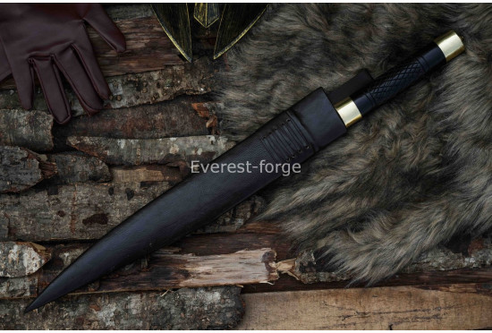 Seax Dagger – 19-Inch Hand-Forged Anglo-Saxon Long Dagger with Broad Carbon-Steel Blade & Brass Fittings
