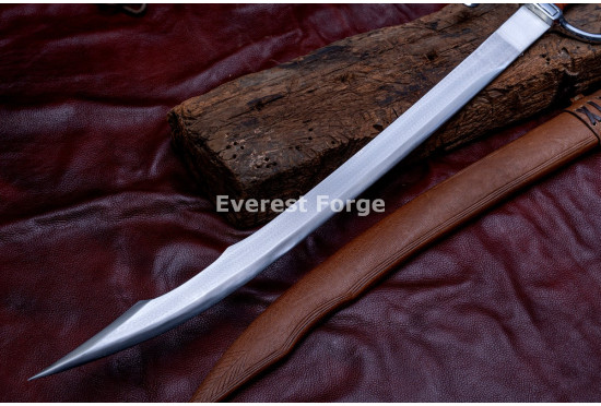 Hand-Forged Scimitar Sword – Full-Tang 5160 Curved Satin Blade