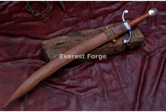 Hand-Forged Scimitar Sword – Full-Tang 5160 Curved Satin Blade