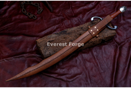 Hand-Forged Scimitar Sword – Full-Tang 5160 Curved Satin Blade