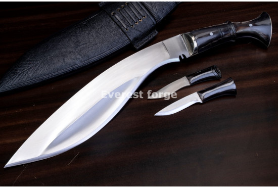 Hand-Forged Kukri Set, Wide Bevel Blade