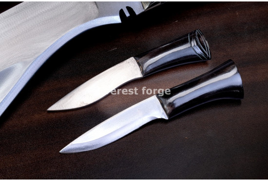 Hand-Forged Kukri Set, Wide Bevel Blade