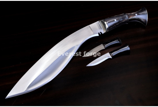 Hand-Forged Kukri Set, Wide Bevel Blade