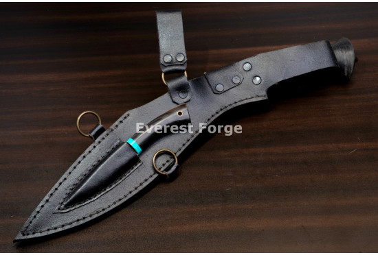 Hand-Forged Kukri, Stacked Leather Grip
