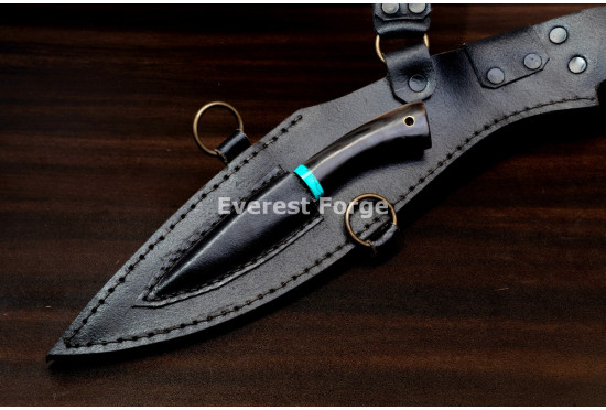 Hand-Forged Kukri, Stacked Leather Grip