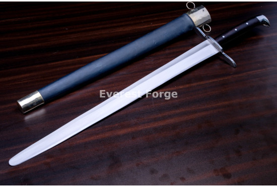 Hand-Forged German Messer Sword, Hooked Pommel