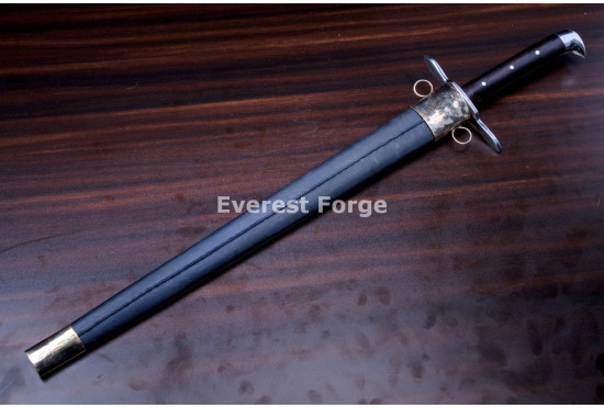 Hand-Forged German Messer Sword, Hooked Pommel