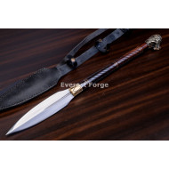 Hand-Forged Ceremonial Spear, Lion-Head Finial