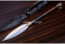 Hand-Forged Ceremonial Spear, Lion-Head Finial