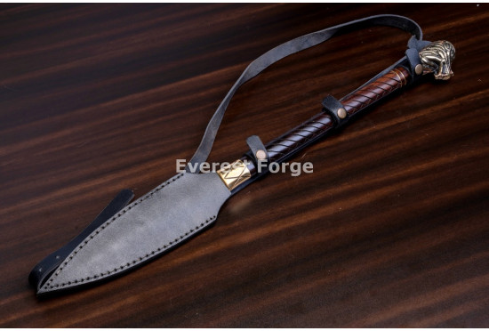 Hand-Forged Ceremonial Spear, Lion-Head Finial