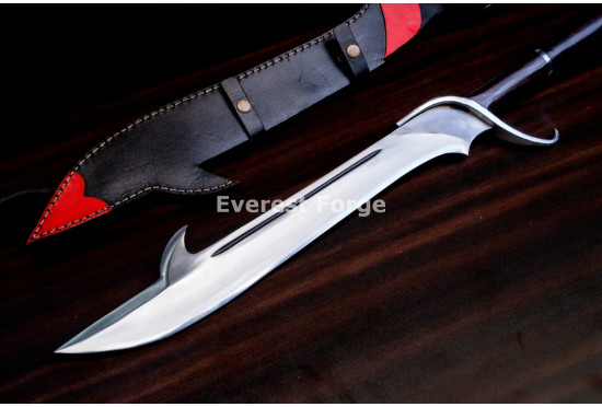 Hand-Forged Fantasy Glaive, Barbed Blade
