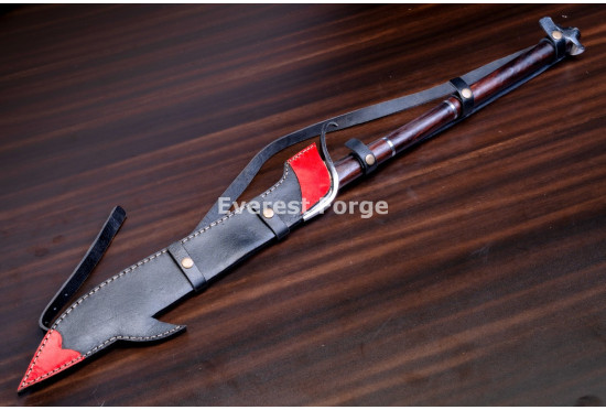 Hand-Forged Fantasy Glaive, Barbed Blade